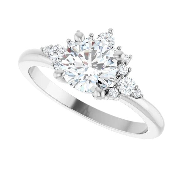 14K White Gold Natural Diamond Engagement Ring