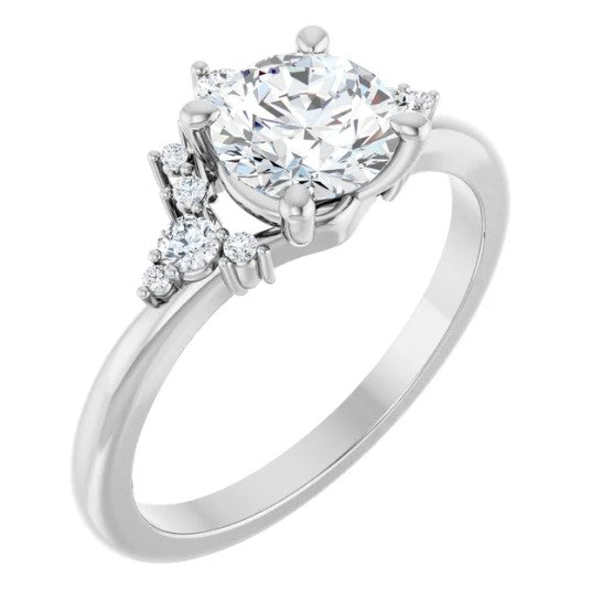 14K White Gold Natural Diamond Engagement Ring