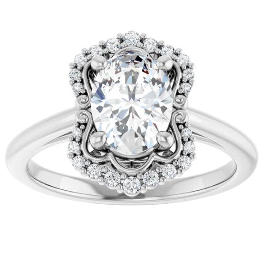 Natural Diamond Halo Style Engagement Ring