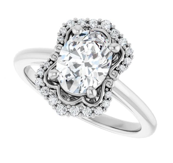 Natural Diamond Halo Style Engagement Ring