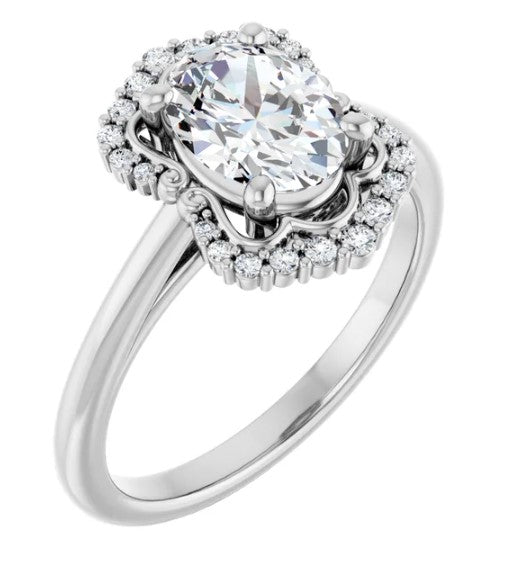 Natural Diamond Halo Style Engagement Ring