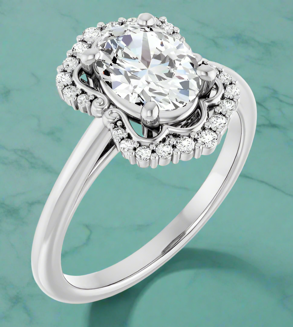 Natural Diamond Halo Style Engagement Ring