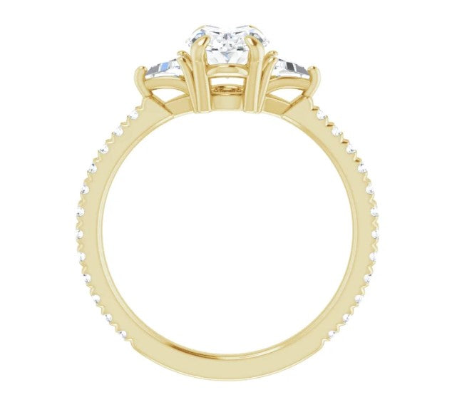 Yellow Gold French-Set Side Stone Engagement Ring