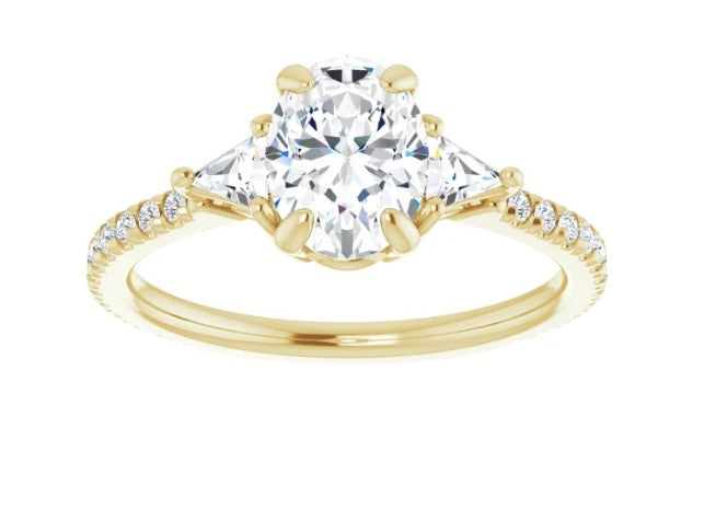 Yellow Gold French-Set Side Stone Engagement Ring