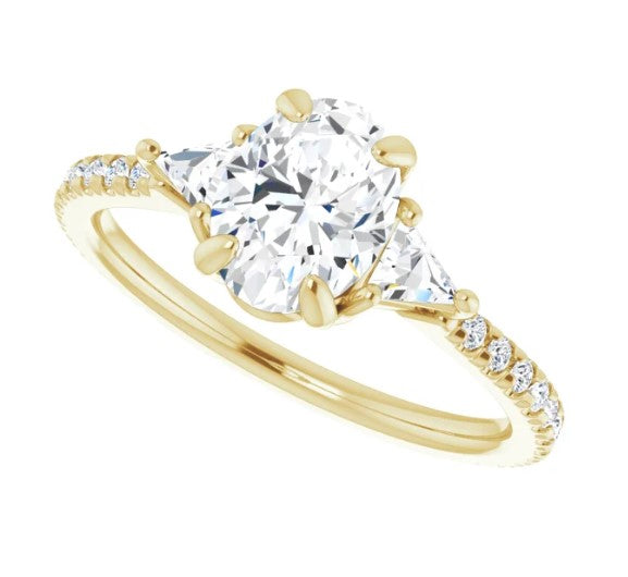 Yellow Gold French-Set Side Stone Engagement Ring