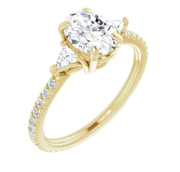 Yellow Gold French-Set Side Stone Engagement Ring