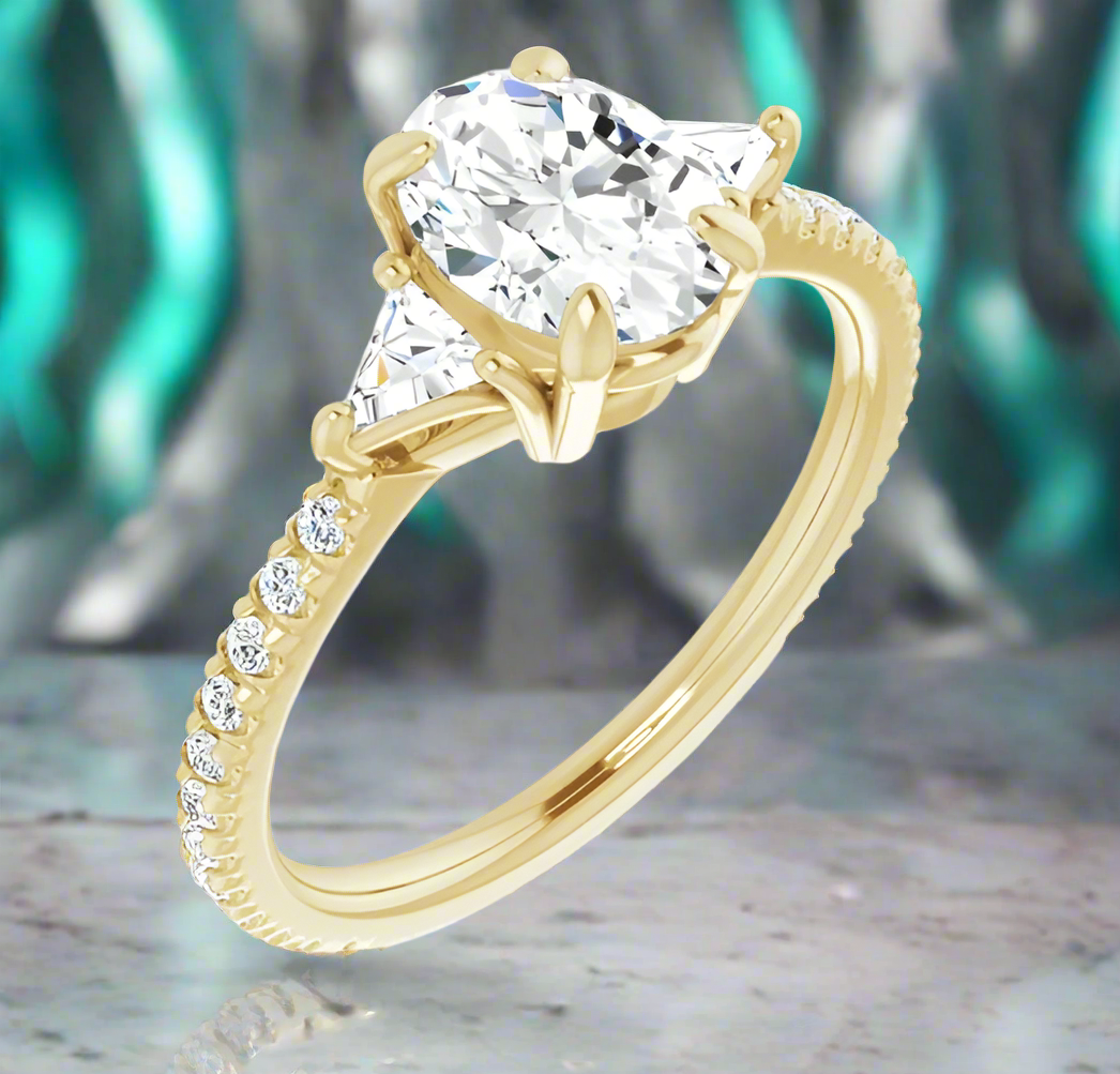 Yellow Gold French-Set Side Stone Engagement Ring