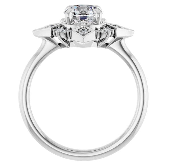 14K White Gold Halo Style Engagement Ring