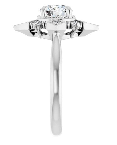 14K White Gold Halo Style Engagement Ring