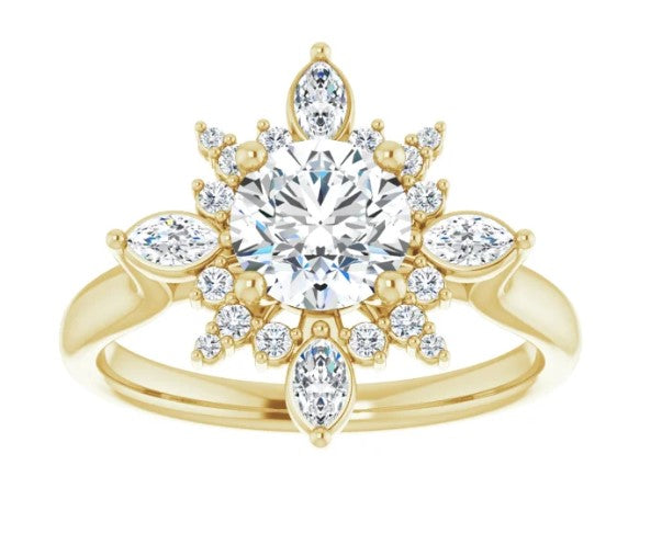 14K Yellow Gold Halo-Style Engagement Ring