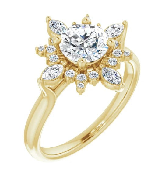 14K Yellow Gold Halo-Style Engagement Ring