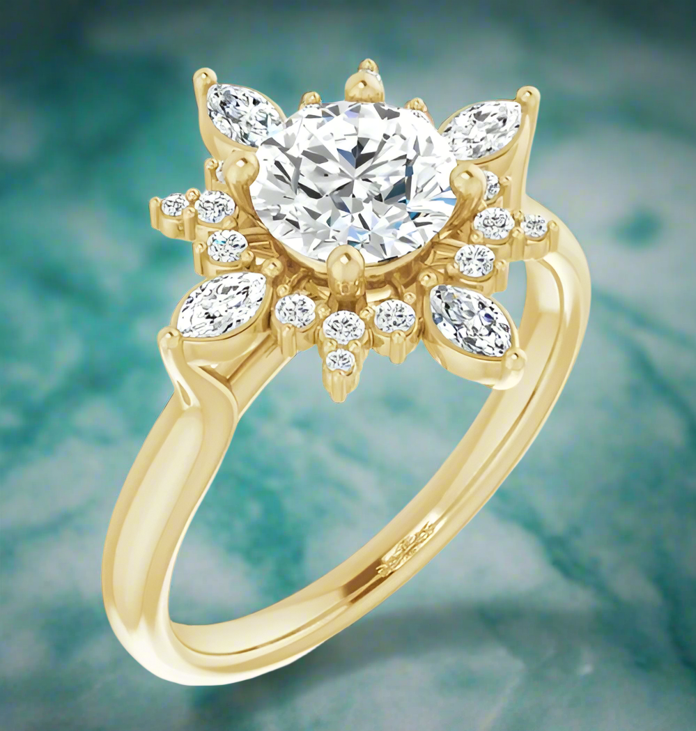 14K Yellow Gold Halo-Style Engagement Ring