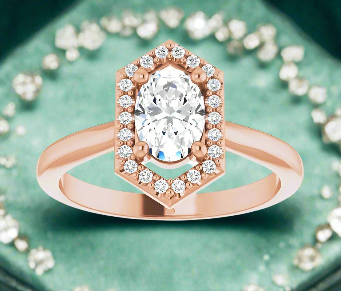 14K Rose Gold Halo-Style Engagement Ring