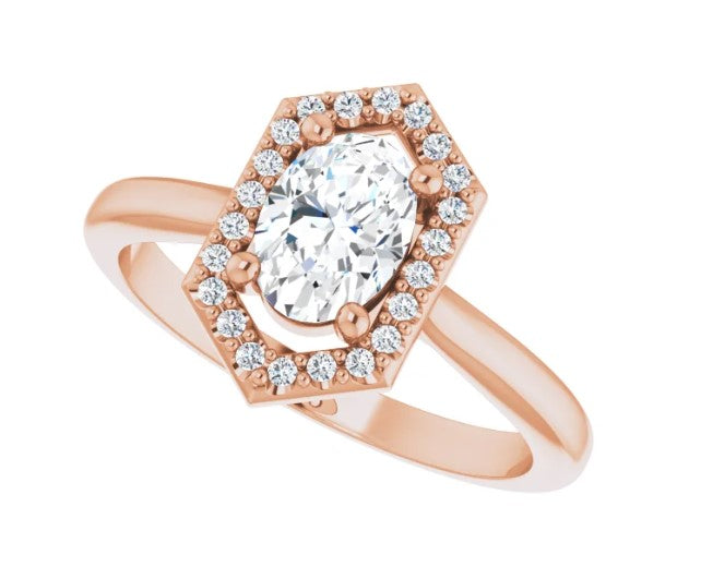 14K Rose Gold Halo-Style Engagement Ring