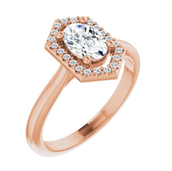 14K Rose Gold Halo-Style Engagement Ring