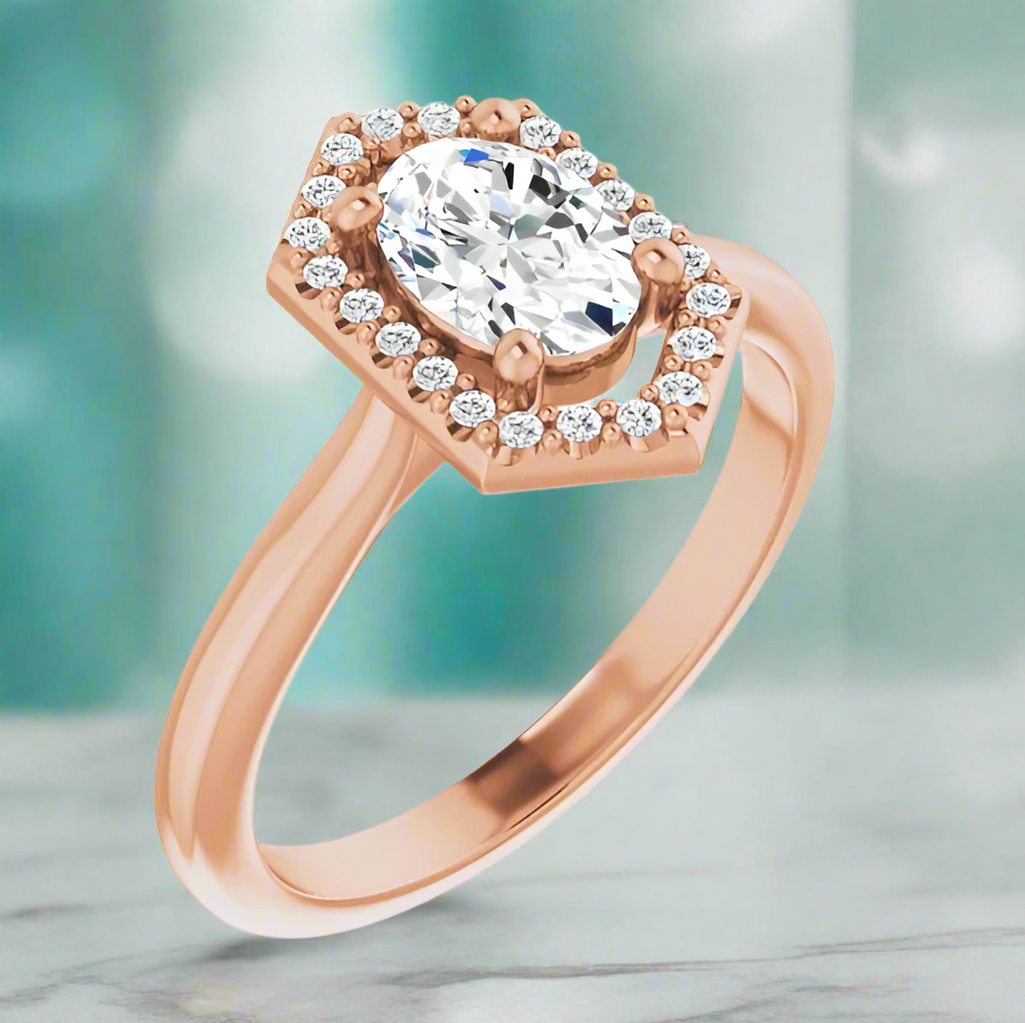 14K Rose Gold Halo-Style Engagement Ring