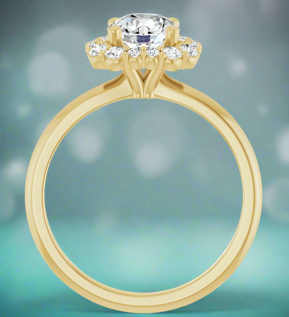 Natural Diamond Halo Engagement Ring