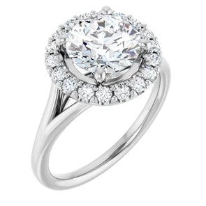 Natural Diamond Halo Style Engagement Ring