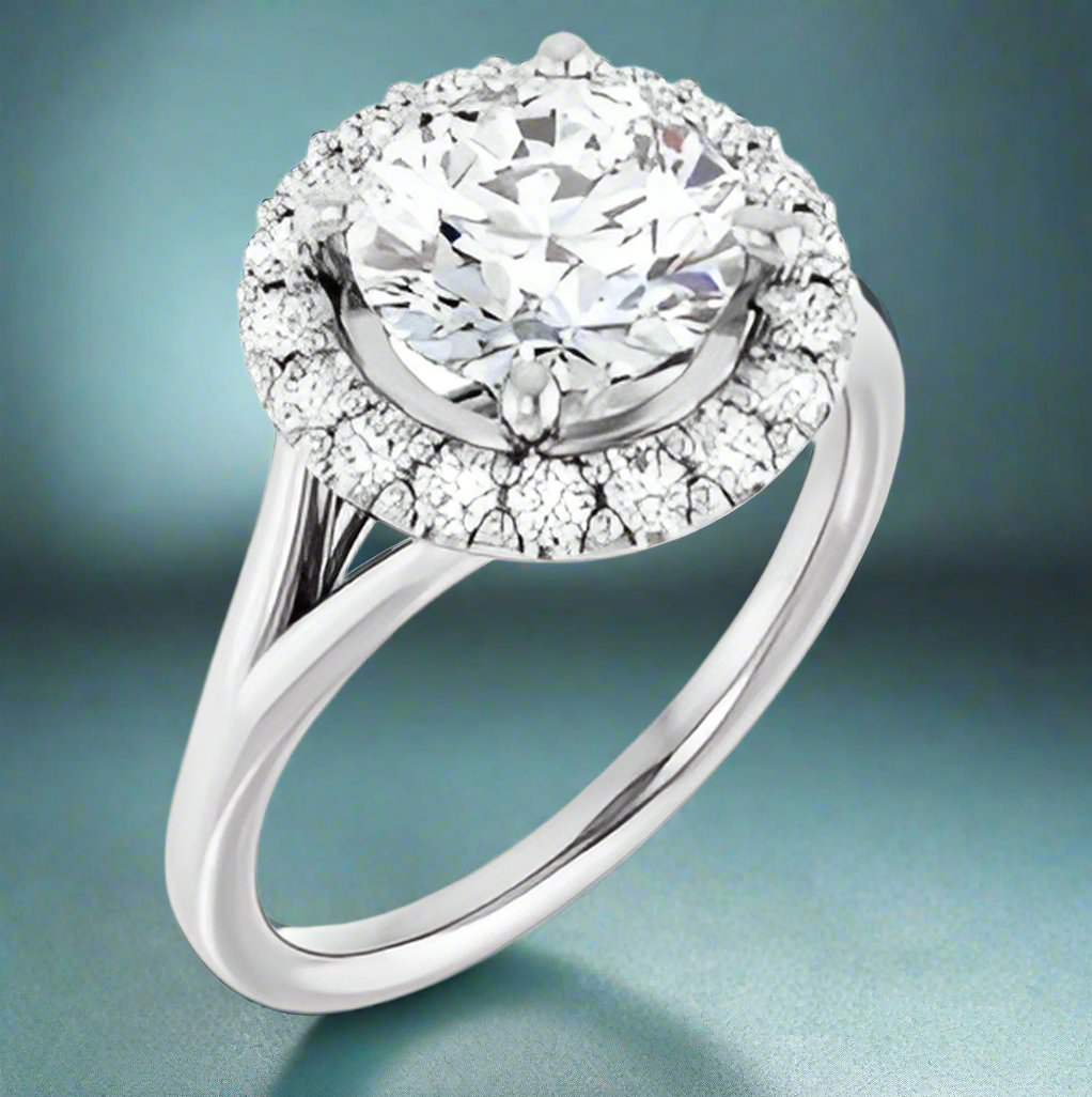 Natural Diamond Halo Style Engagement Ring