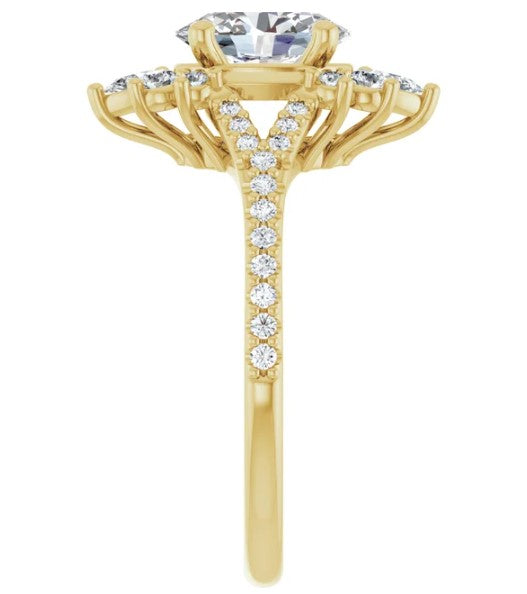 14K Yellow Gold Accented Halo Engagement Ring