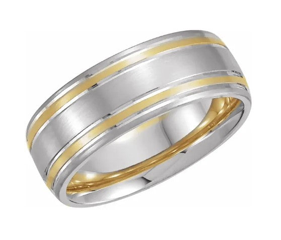 14K White/Yellow 7 mm Grooved Band