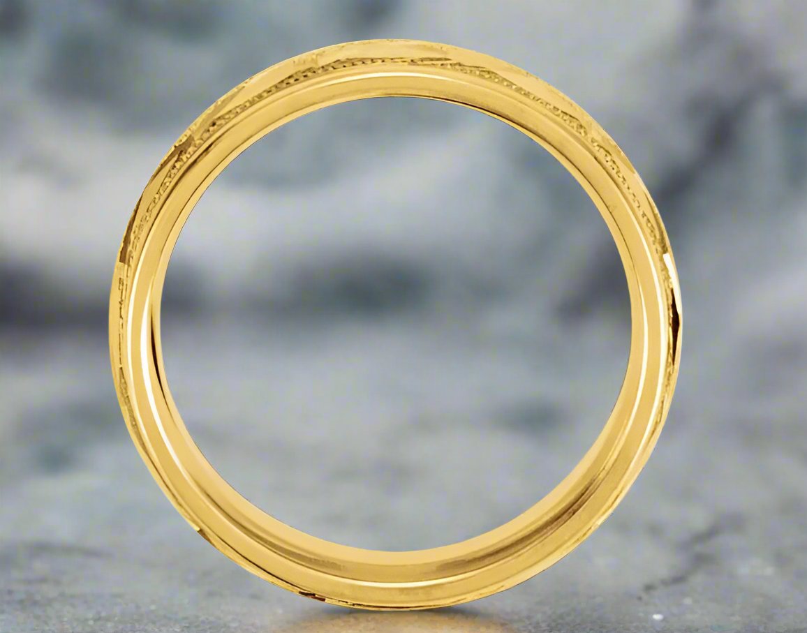 14K Yellow Gold 7mm Men's Design Band