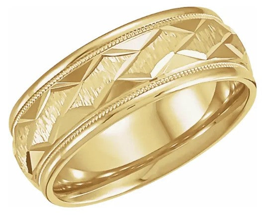 14K Yellow Gold 7mm Men's Design Band