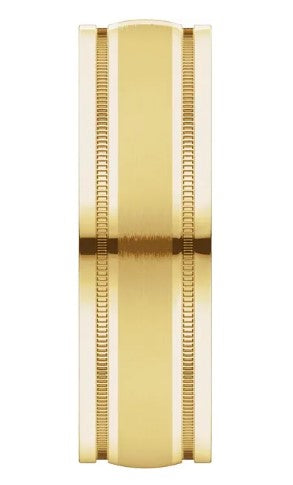 14K Yellow Gold Flat Edge Comfort-Fit Band with Milgrain and Satin Finish