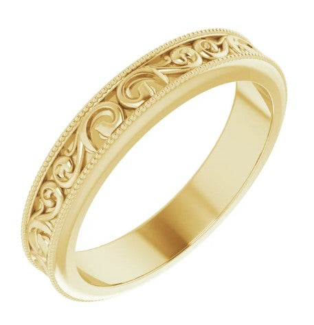 14K Yellow Gold 4mm Sculptural Band