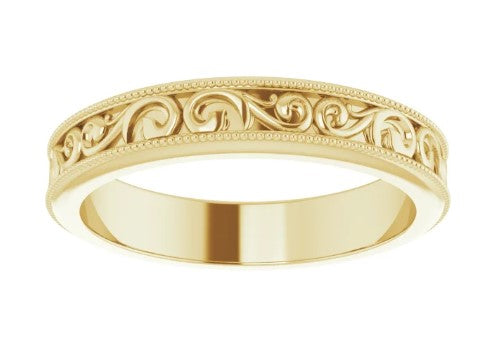 14K Yellow Gold 4mm Sculptural Band