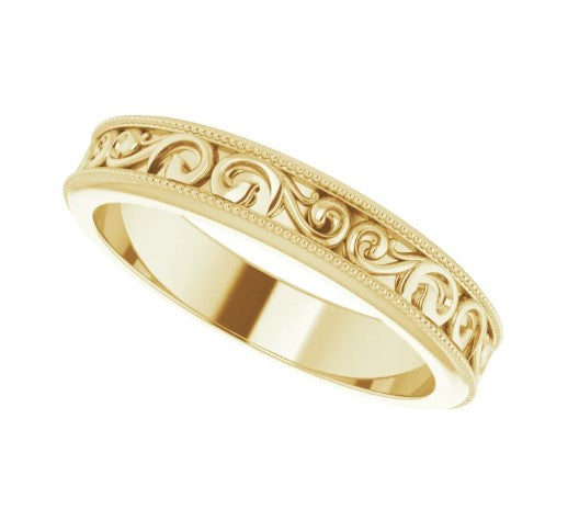 14K Yellow Gold 4mm Sculptural Band