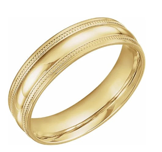 14K Yellow Gold Coin Edge Design Band