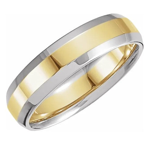 14K White/Yellow Gold 6 mm Beveled-Edge Band