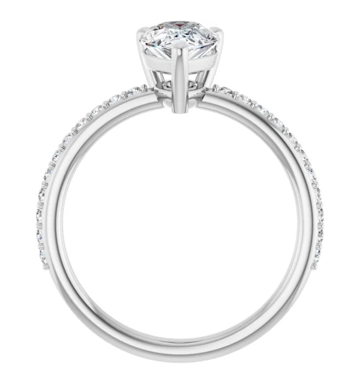 14K White Gold Accented Pear Engagement Ring