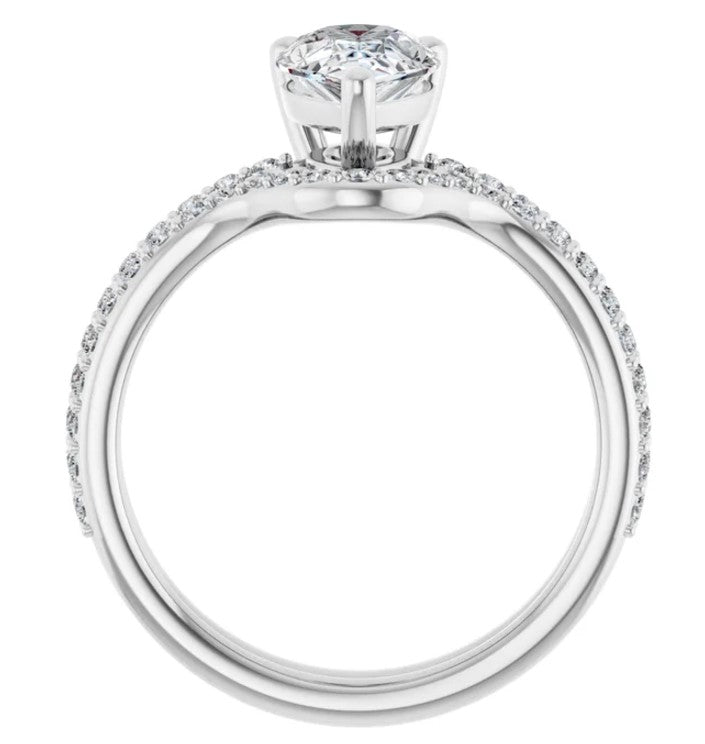 14K White Gold Accented Pear Engagement Ring