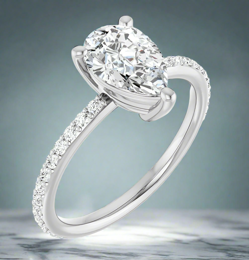 14K White Gold Accented Pear Engagement Ring