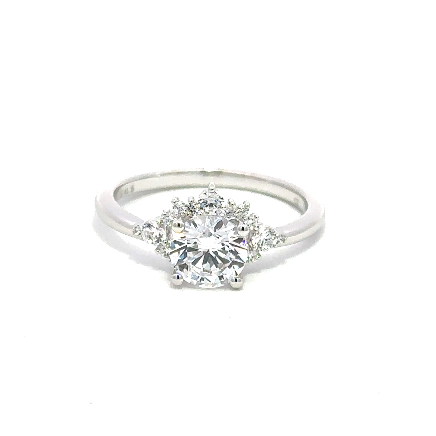 14K White Gold Natural Diamond Engagement Ring