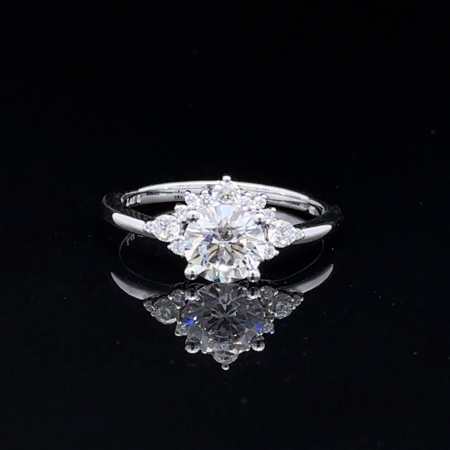 14K White Gold Natural Diamond Engagement Ring