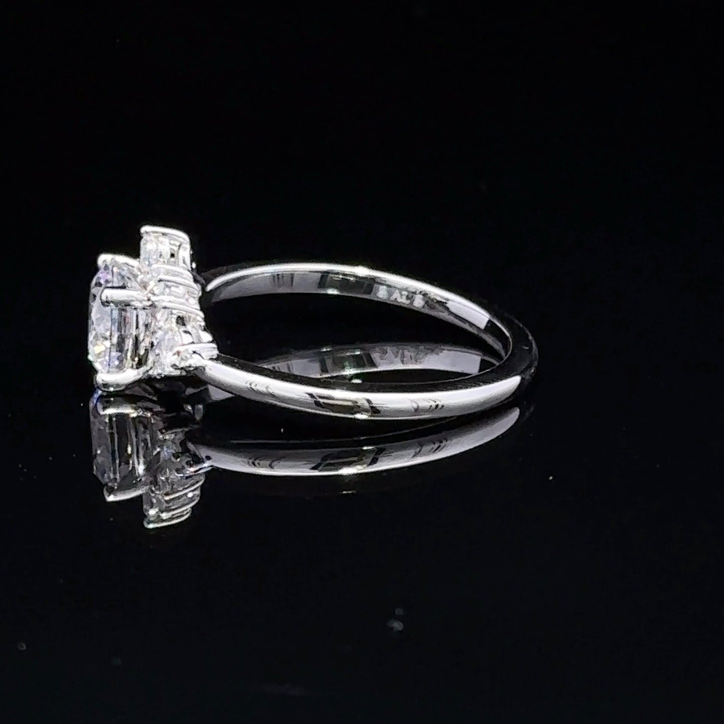 14K White Gold Natural Diamond Engagement Ring