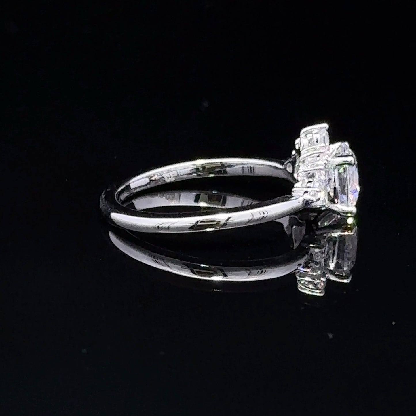 14K White Gold Natural Diamond Engagement Ring