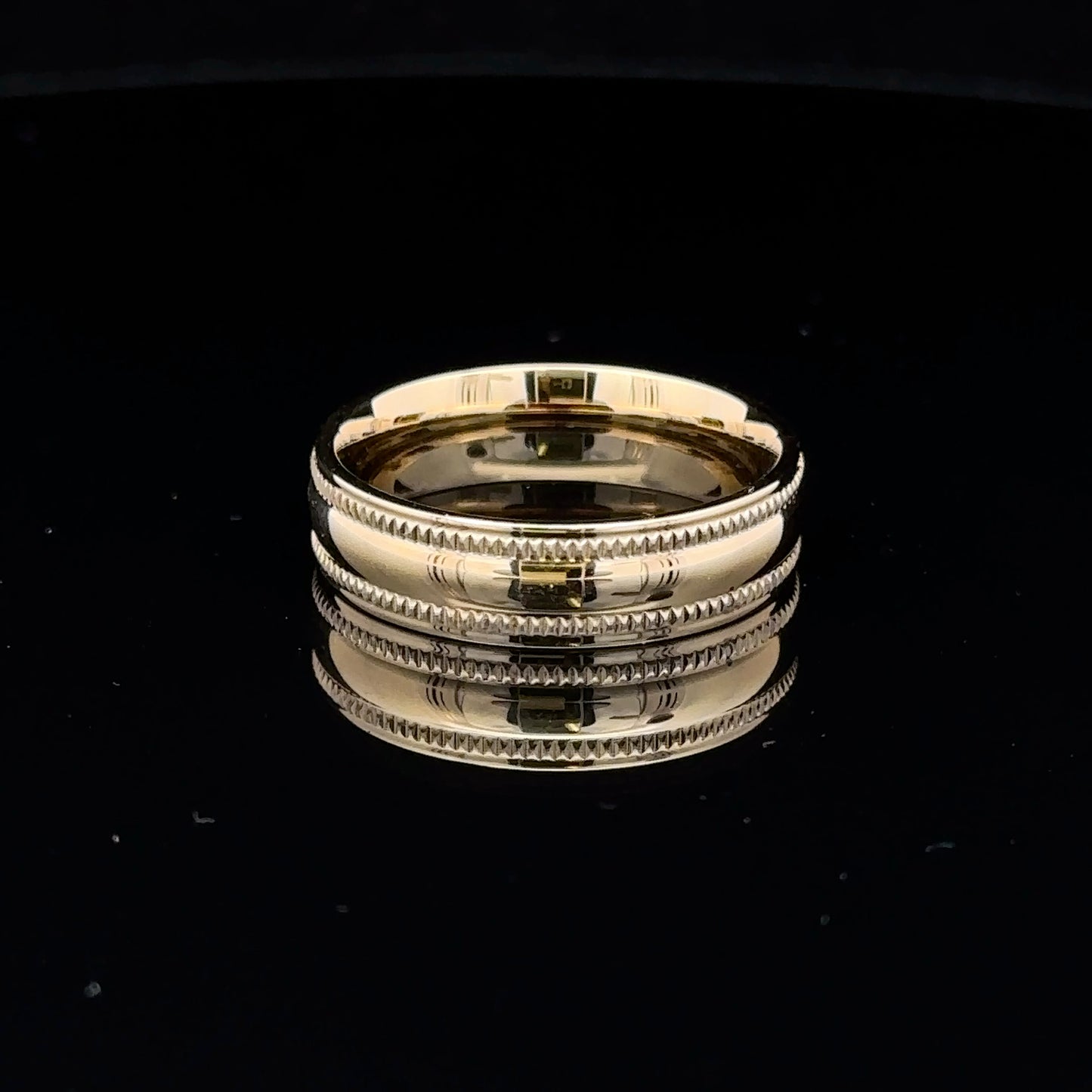 14K Yellow Gold Coin Edge Design Band