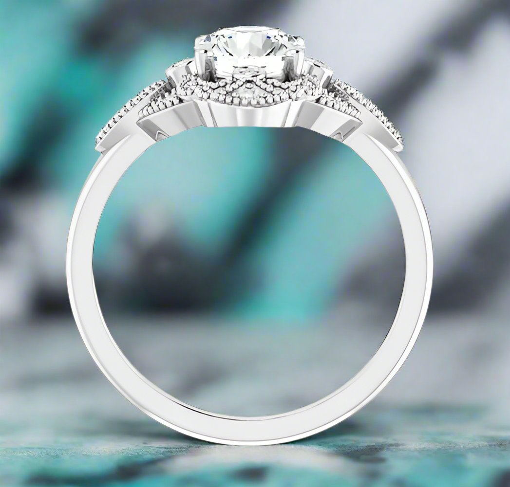 14K White Gold Natural Diamond Engagement Ring