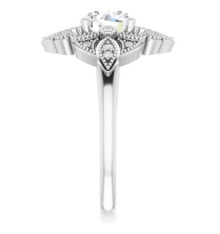 14K White Gold Natural Diamond Engagement Ring